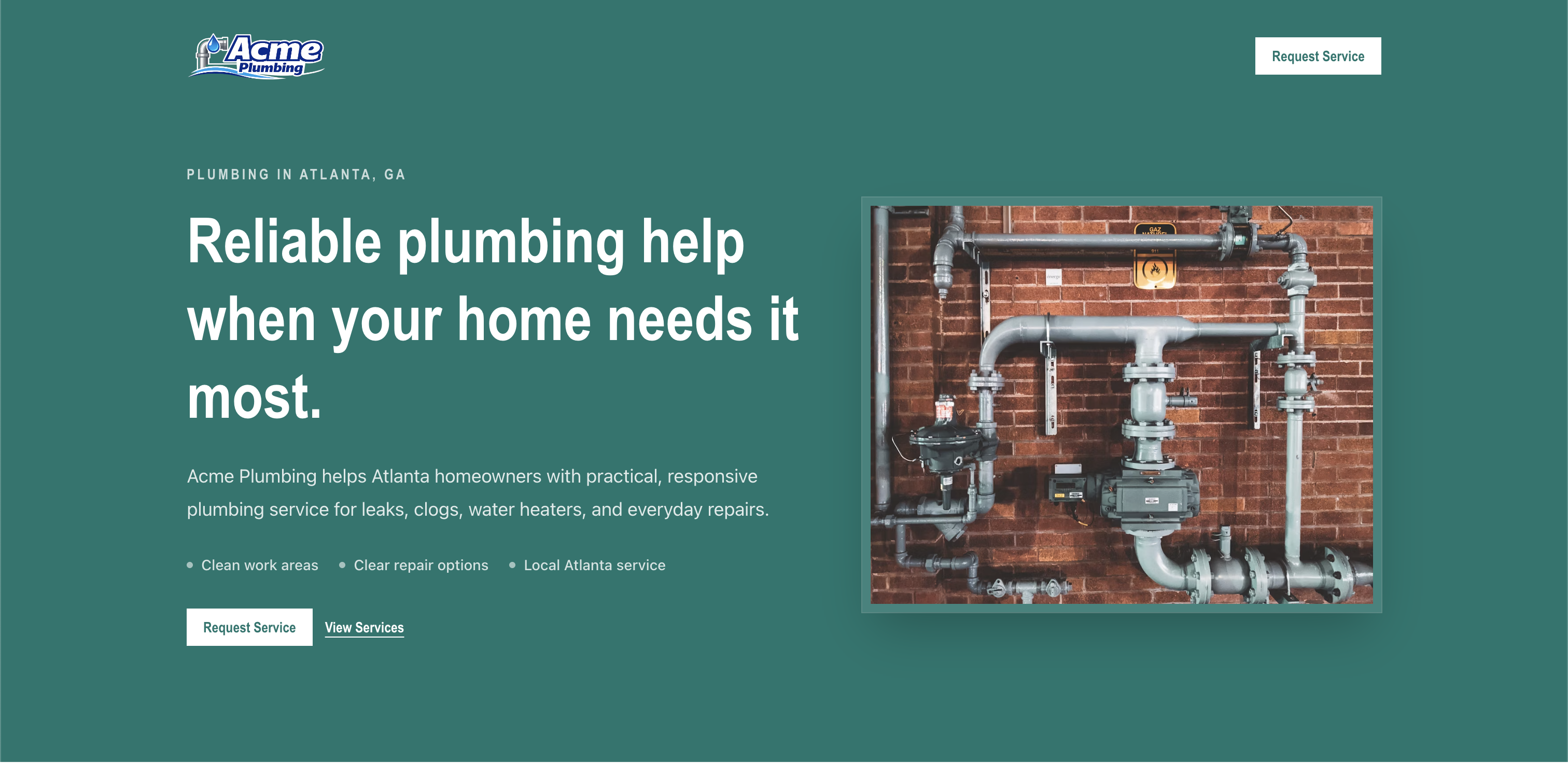 Acme Plumbing website screenshot
