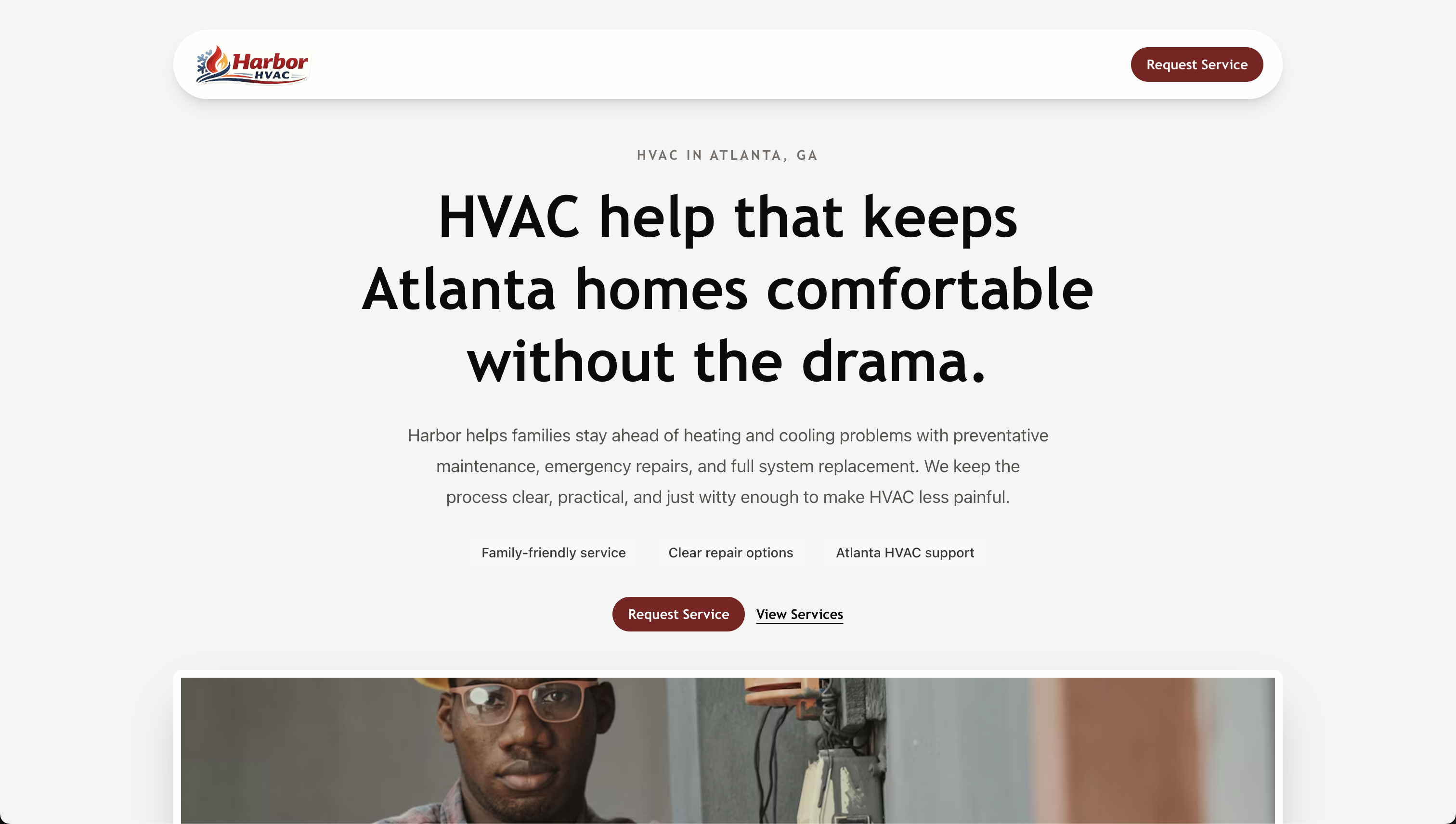 Harbor HVAC website screenshot